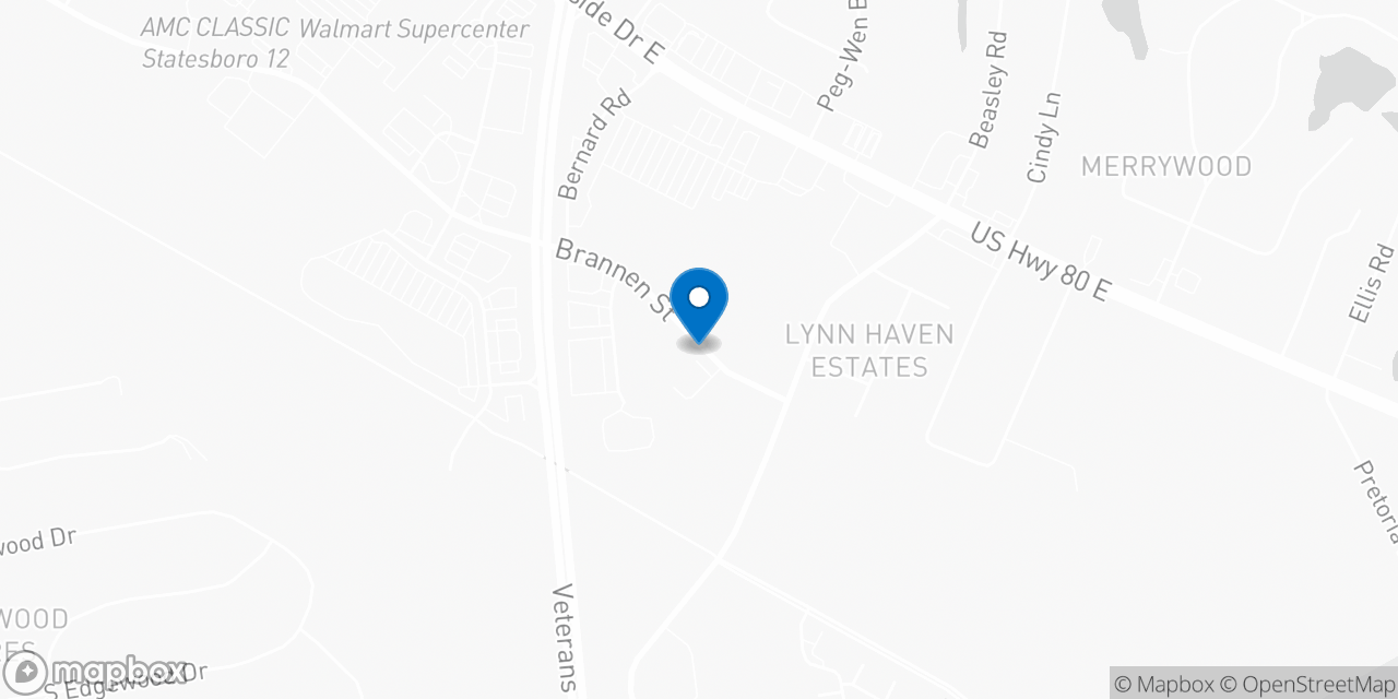 Map showing the location of the Social Security office in Statesboro, GA