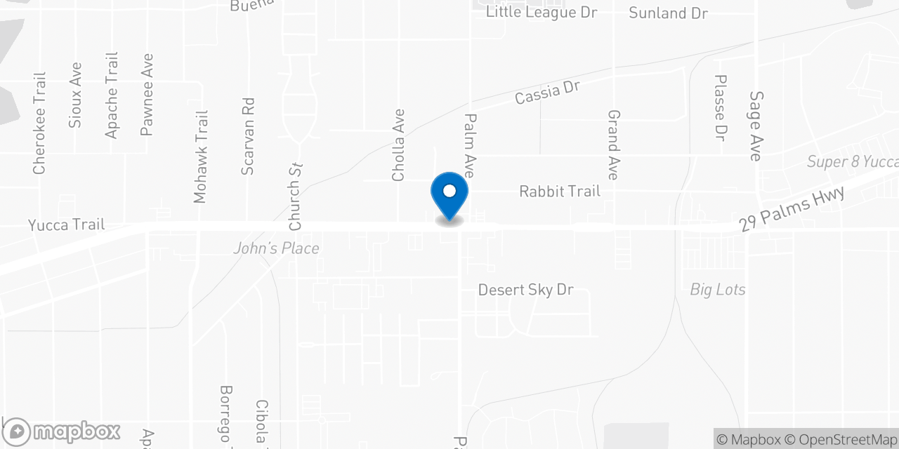 Map showing the location of the Social Security office in Yucca Valley, CA