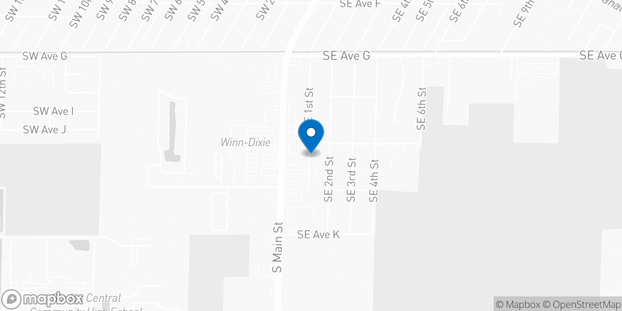 Map showing the location of the Social Security office in Belle Glade, FL