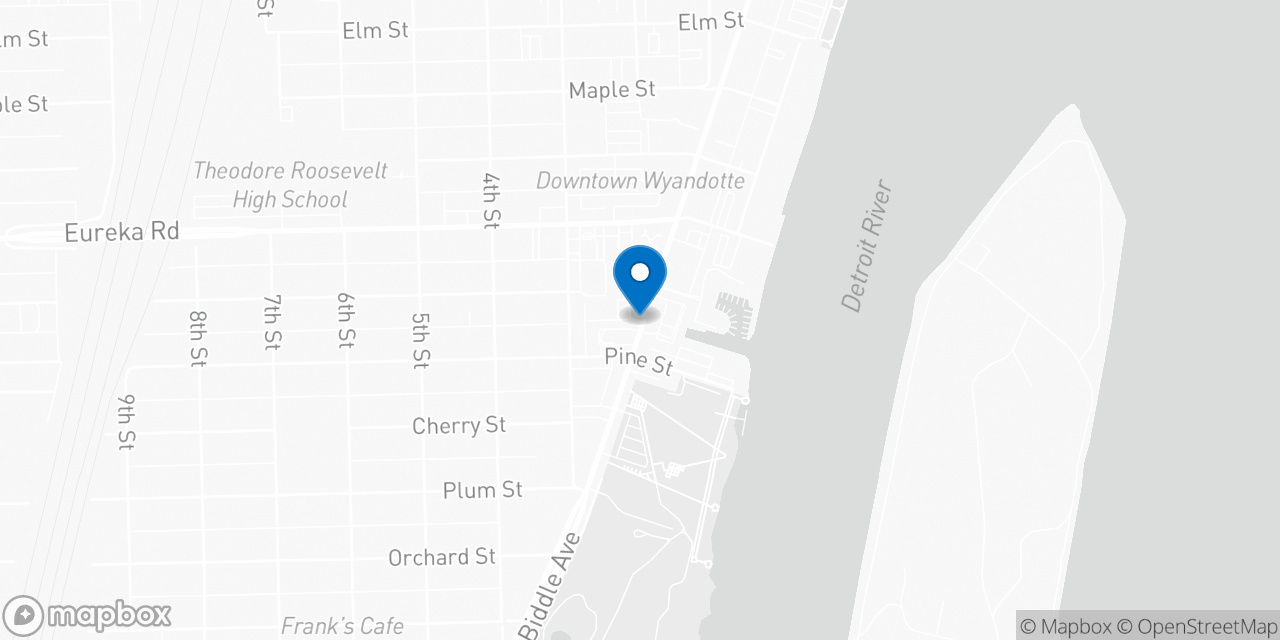 Map showing the location of the Social Security office in Wyandotte, MI
