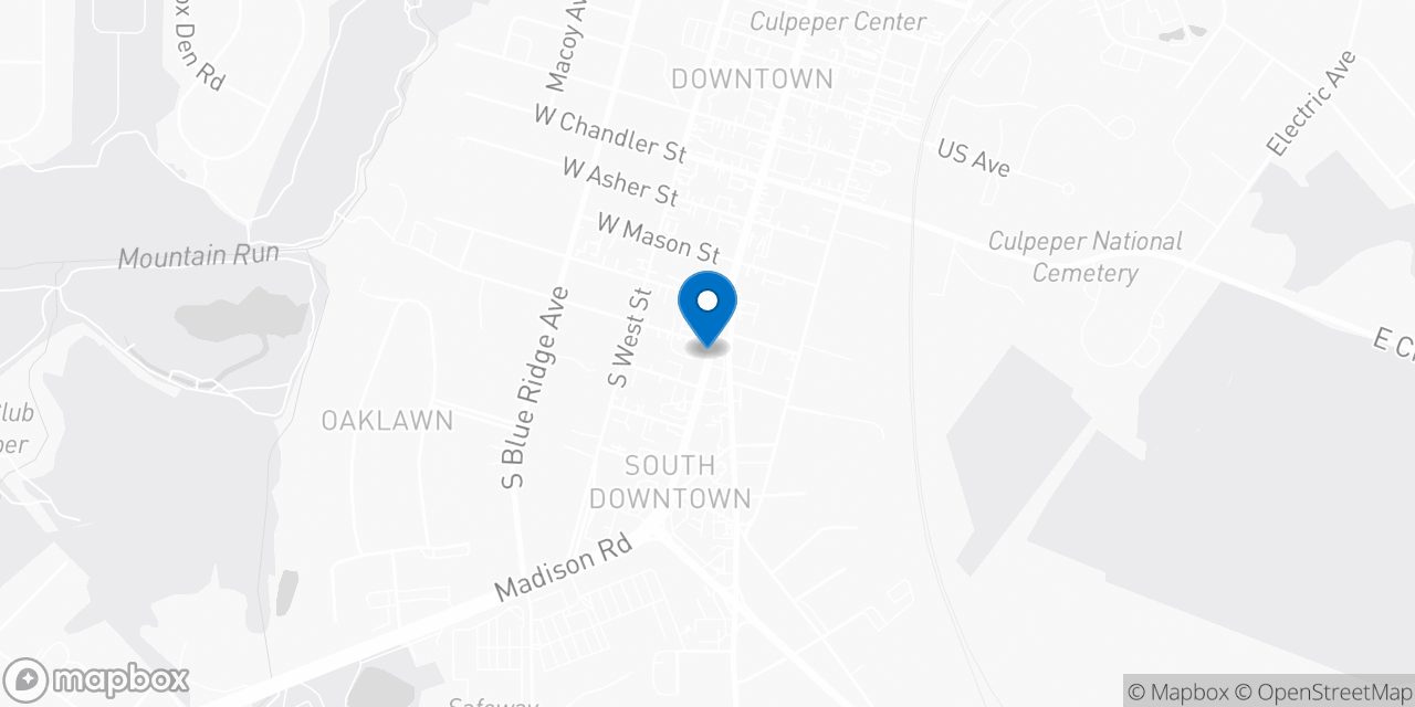 Map showing the location of the Social Security office in Culpeper, VA