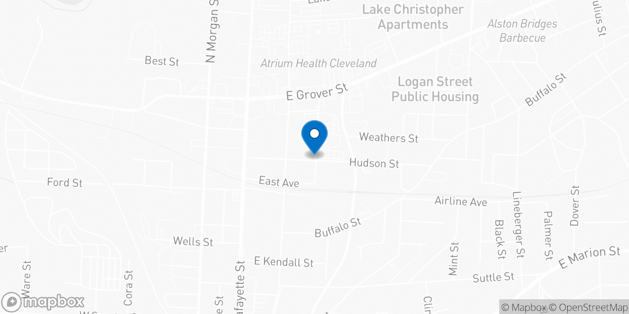 Map showing the location of the Social Security office in Shelby, NC