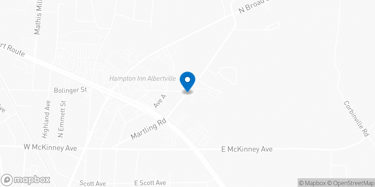 Map showing the location of the Social Security office in Albertville, AL
