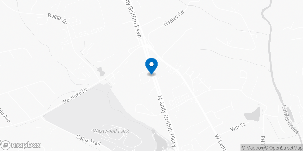 Map showing the location of the Social Security office in Mount Airy, NC