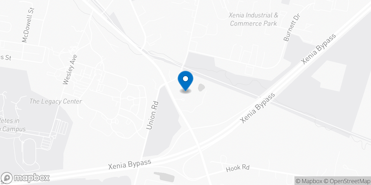 Map showing the location of the Social Security office in Xenia, OH