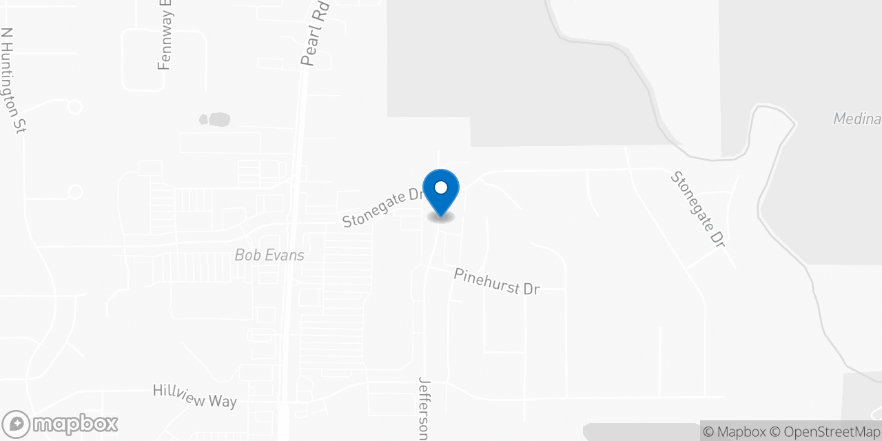 Map showing the location of the Social Security office in Medina, OH