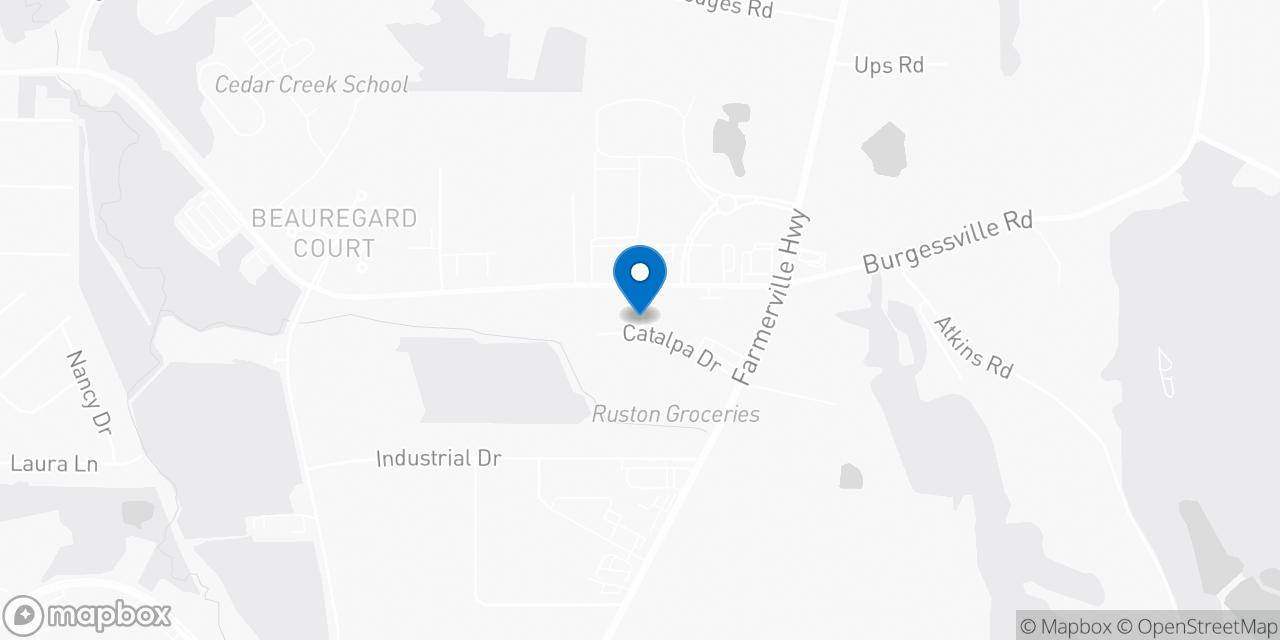 Map showing the location of the Social Security office in Ruston, LA