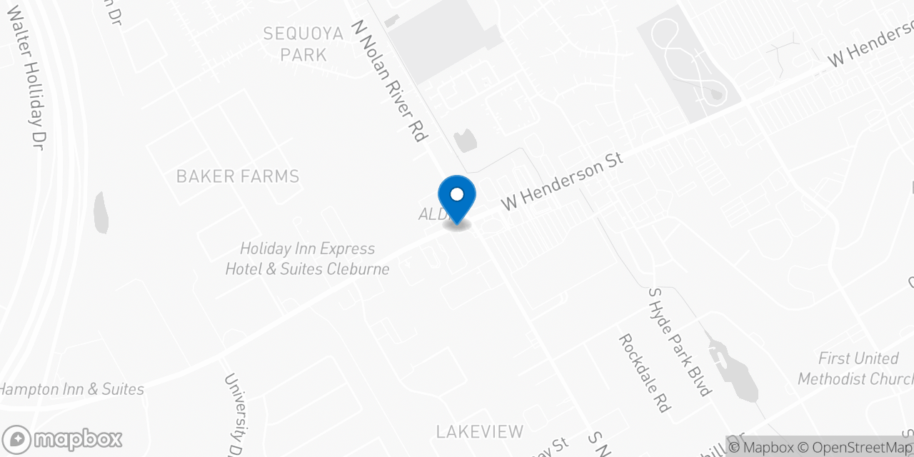 Map showing the location of the Social Security office in Cleburne, TX