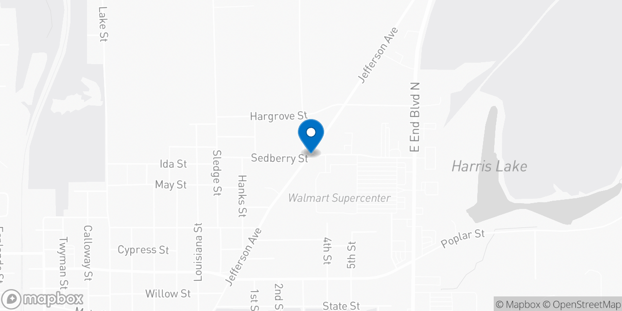 Map showing the location of the Social Security office in Marshall, TX