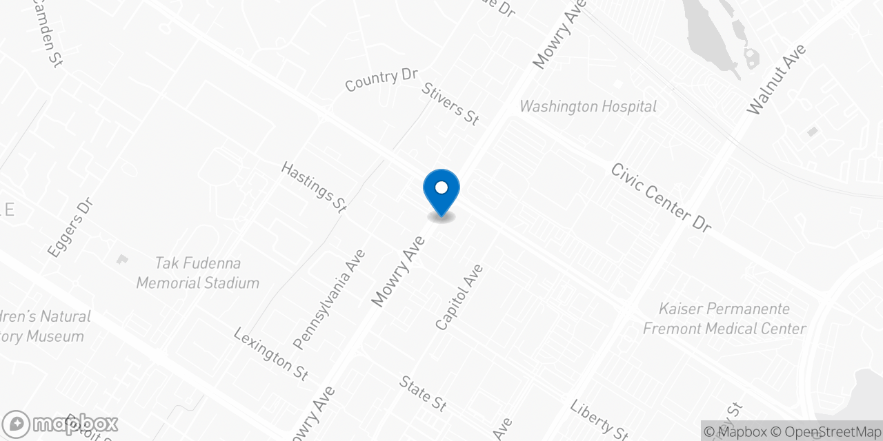 Map showing the location of the Social Security office in Fremont, CA