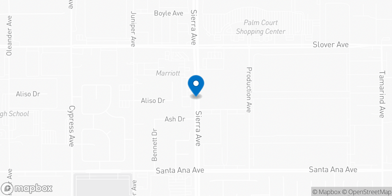 Map showing the location of the Social Security office in Fontana, CA