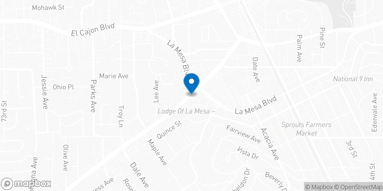 Map showing the location of the Social Security office in LA Mesa, CA