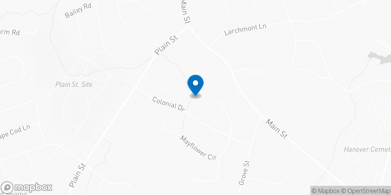 Map showing the location of the Social Security office in Hanover, MA