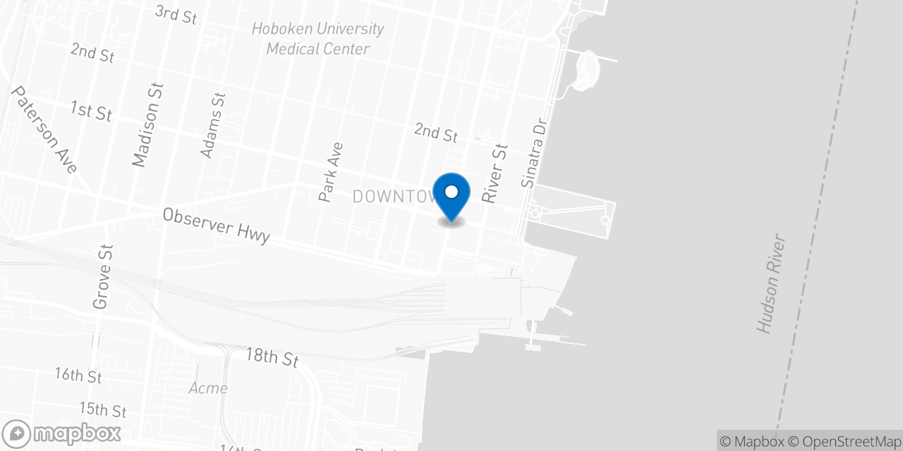 Map showing the location of the Social Security office in Hoboken, NJ