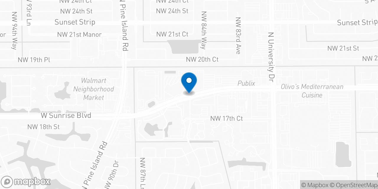 Map showing the location of the Social Security office in Plantation, FL