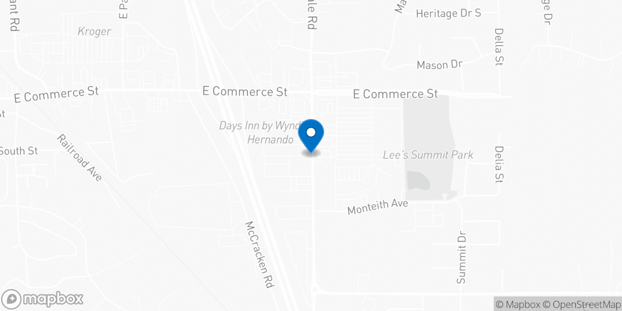 Map showing the location of the Social Security office in Hernando, MS
