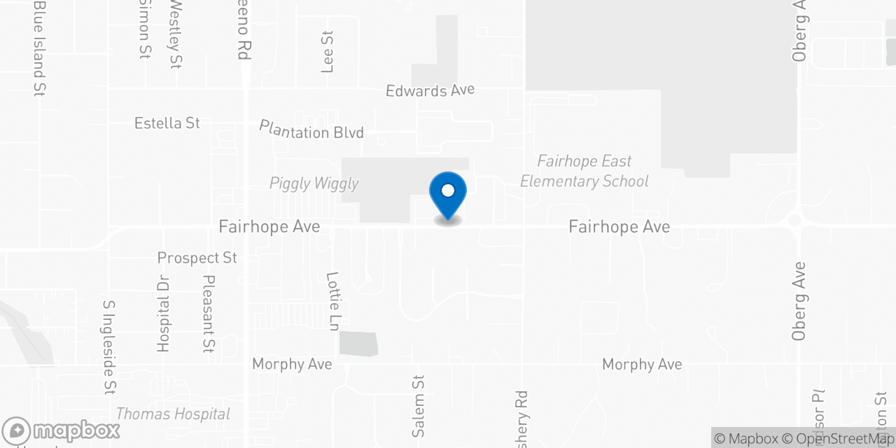 Map showing the location of the Social Security office in Fairhope, AL