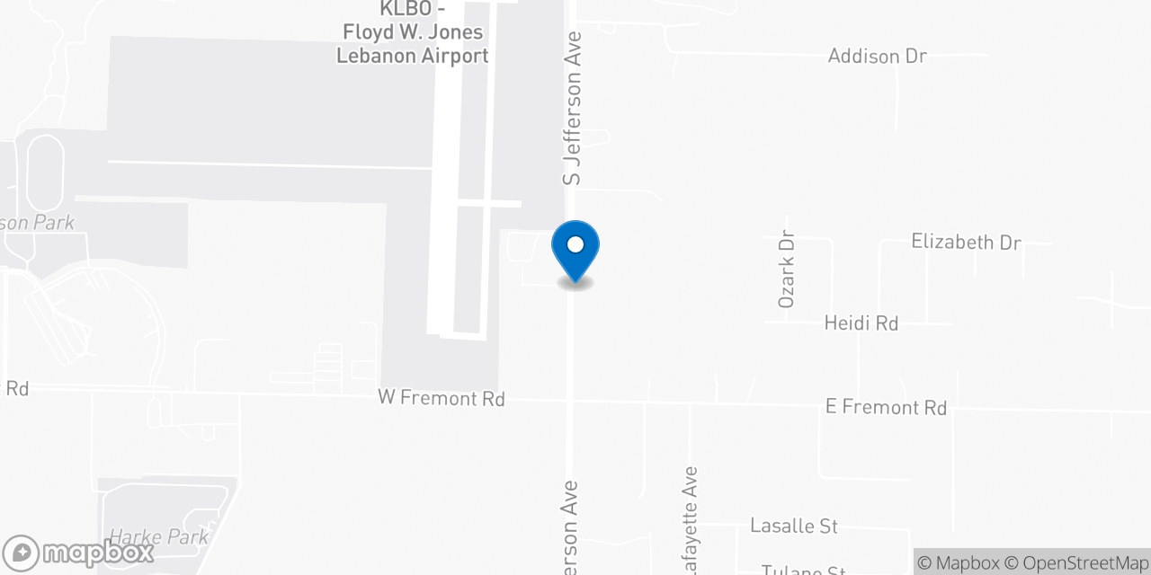 Map showing the location of the Social Security office in Lebanon, MO