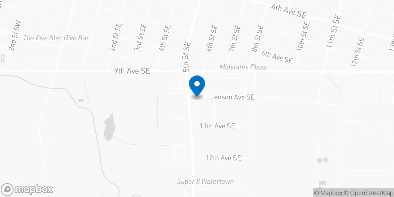 Map showing the location of the Social Security office in Watertown, SD