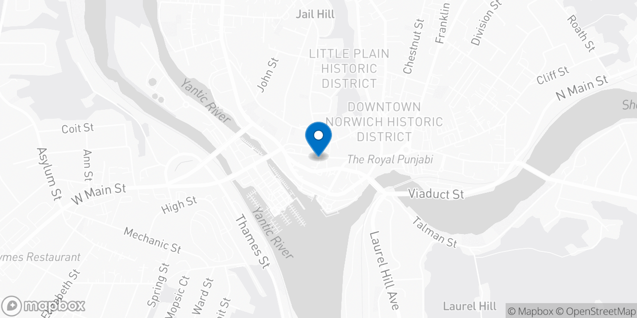 Map showing the location of the Social Security office in Norwich, CT