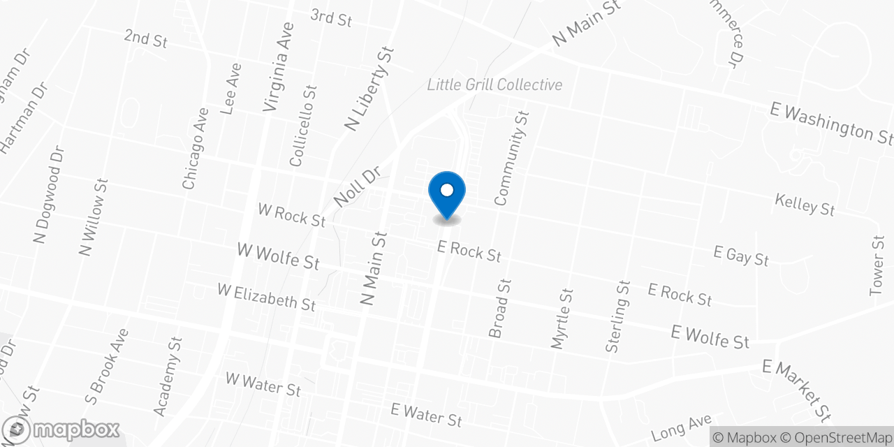 Map showing the location of the Social Security office in Harrisonburg, VA