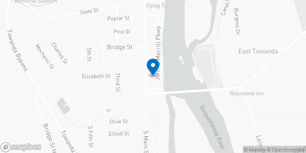 Map showing the location of the Social Security office in Towanda, PA