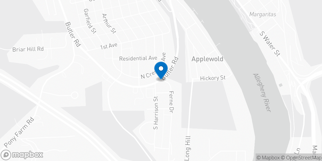 Map showing the location of the Social Security office in Kittanning, PA