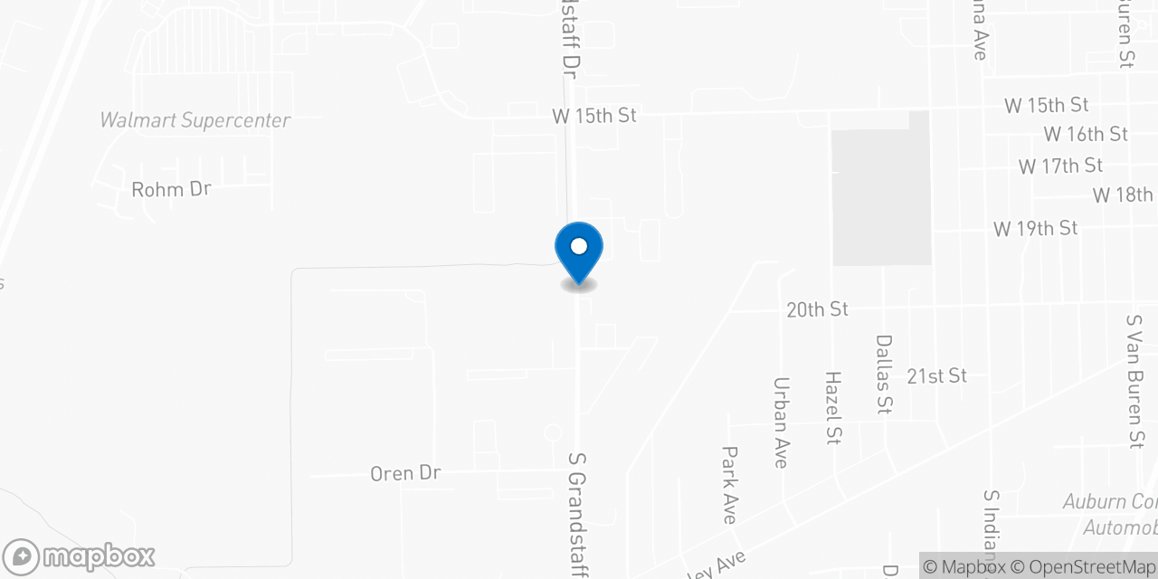 Map showing the location of the Social Security office in Auburn, IN