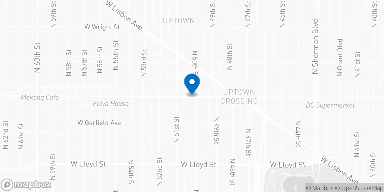 Map showing the location of the Social Security office in Milwaukee, WI