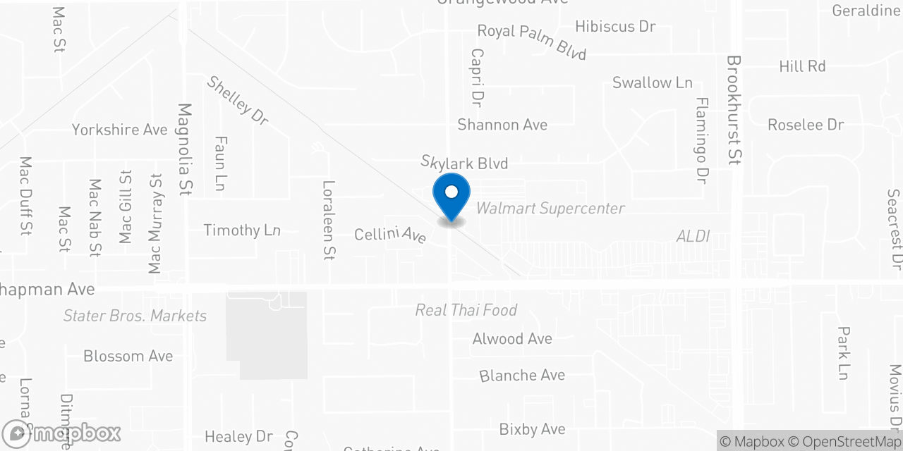 Map showing the location of the Social Security office in Garden Grove, CA