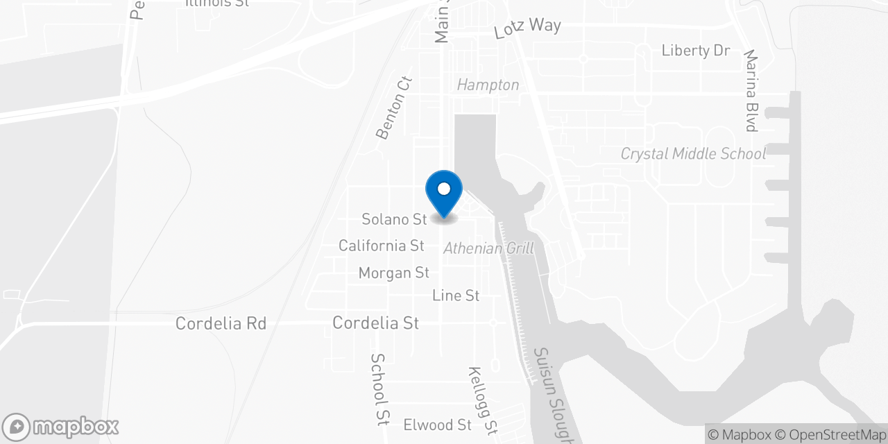 Map showing the location of the Social Security office in Suisun City, CA