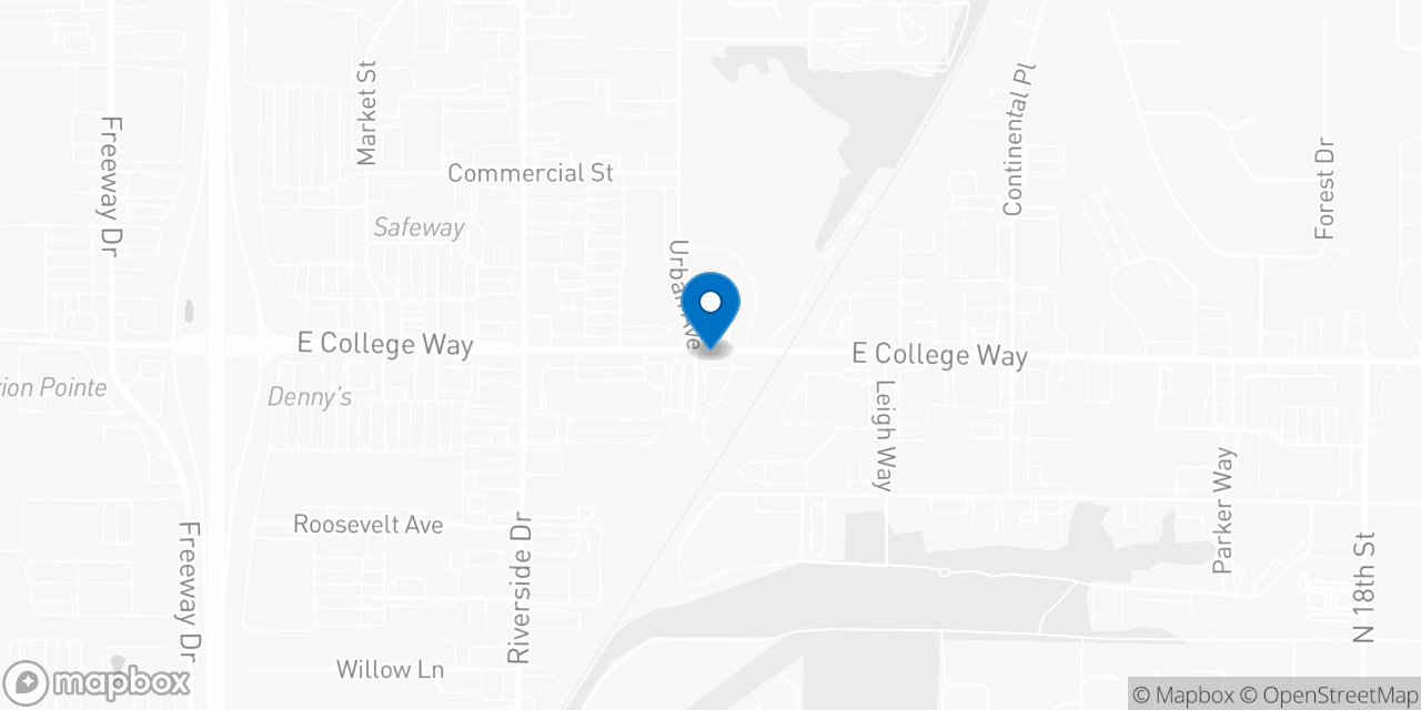 Map showing the location of the Social Security office in MT Vernon, WA