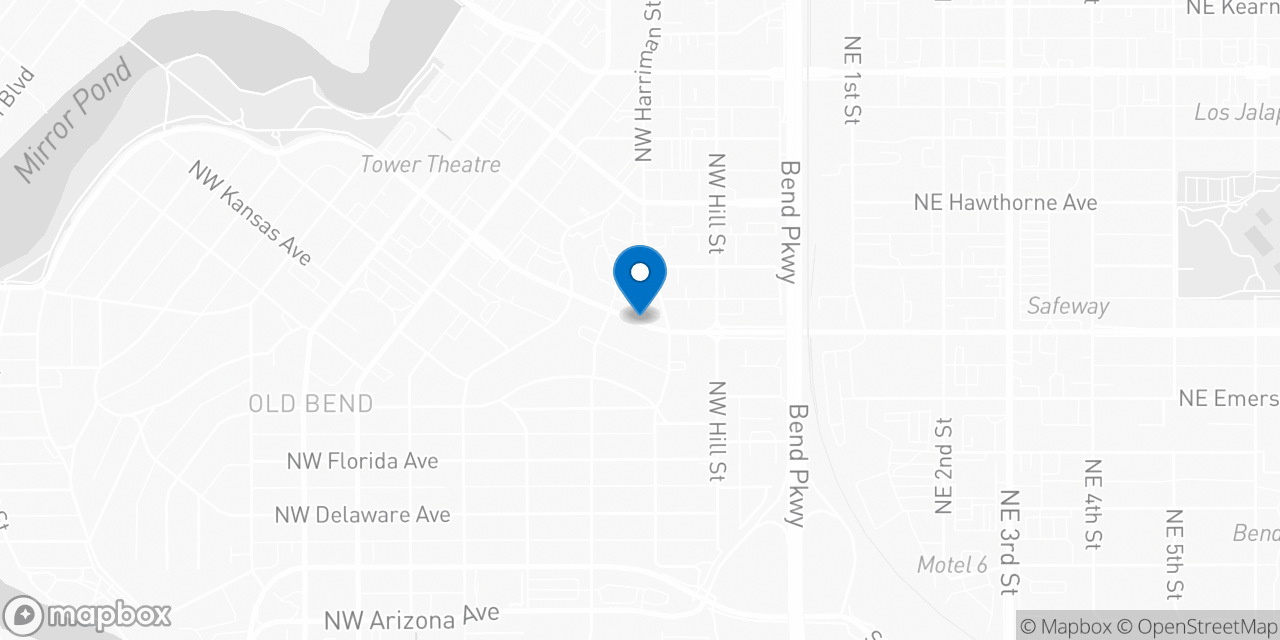 Map showing the location of the Social Security office in Bend, OR