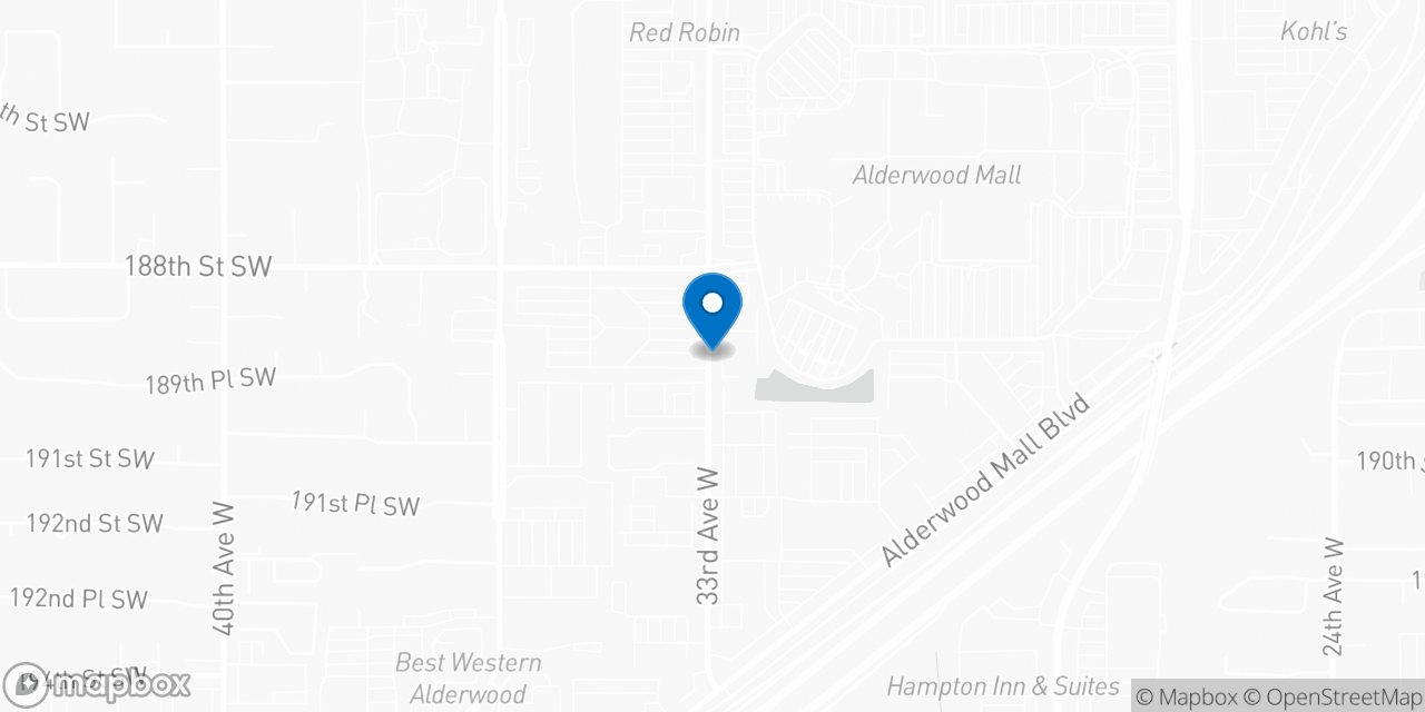 Map showing the location of the Social Security office in Lynnwood, WA