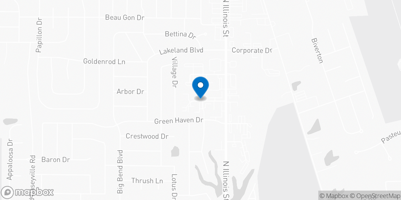 Map showing the location of the Social Security office in Belleville, IL