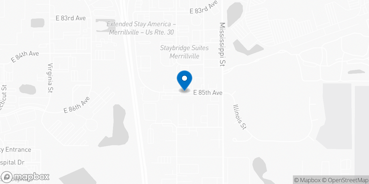 Map showing the location of the Social Security office in Merrillville, IN