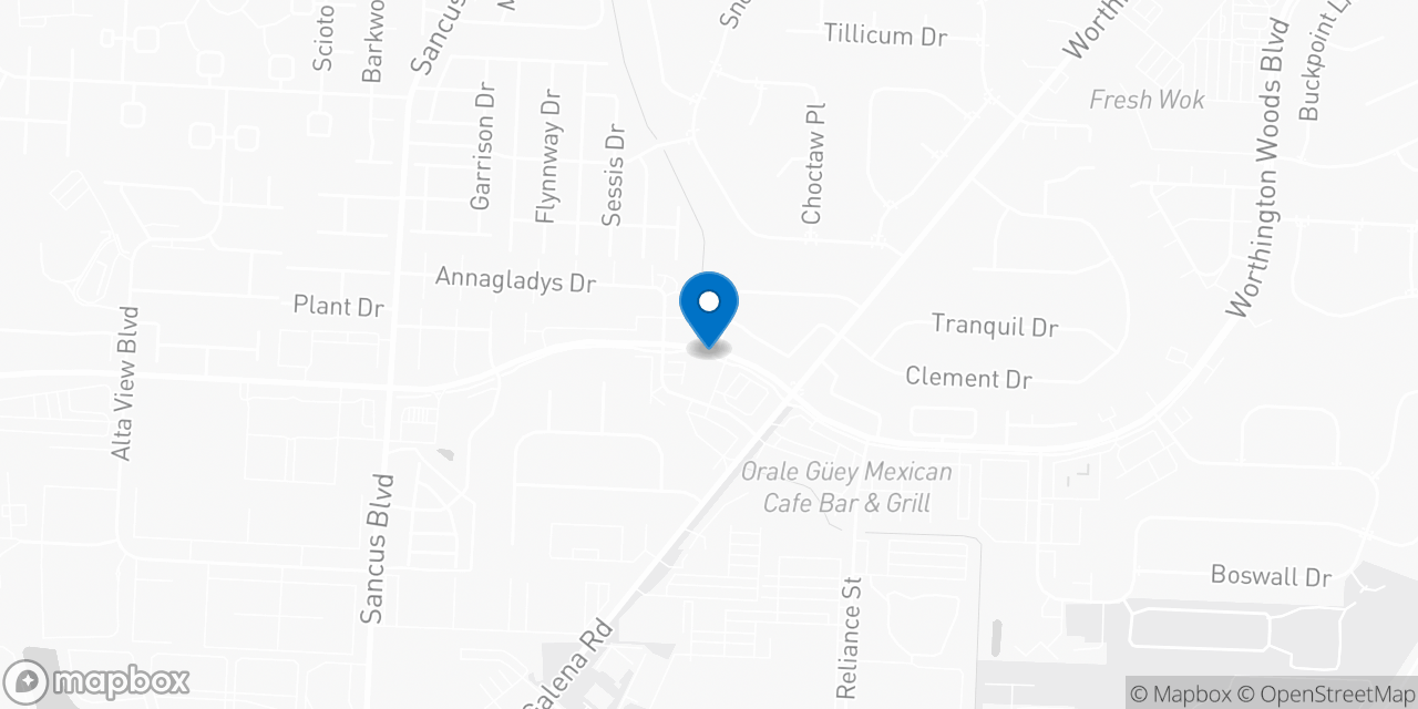 Map showing the location of the Social Security office in Worthington, OH