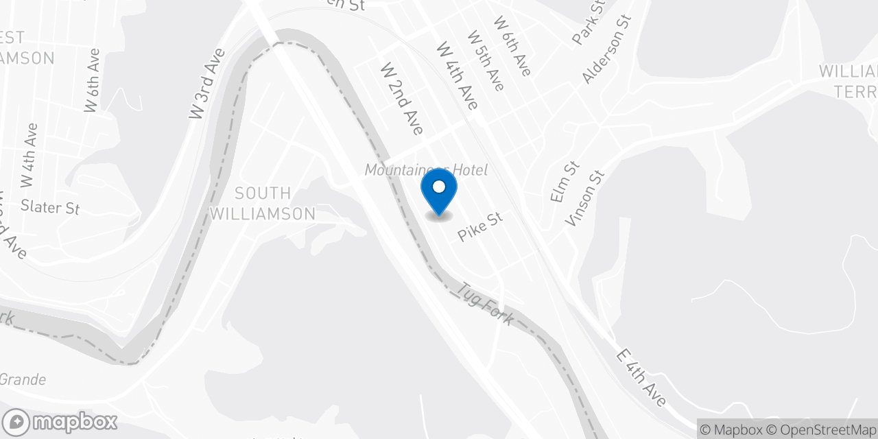 Map showing the location of the Social Security office in Williamson, WV