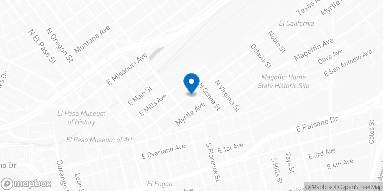 Map showing the location of the Social Security office in El Paso, TX