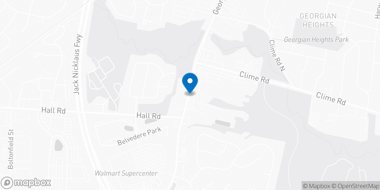Map showing the location of the Social Security office in Columbus, OH