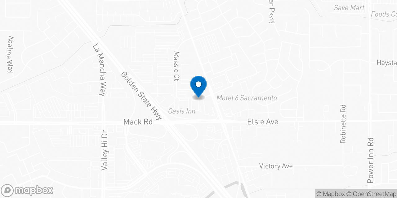 Map showing the location of the Social Security office in Sacramento, CA