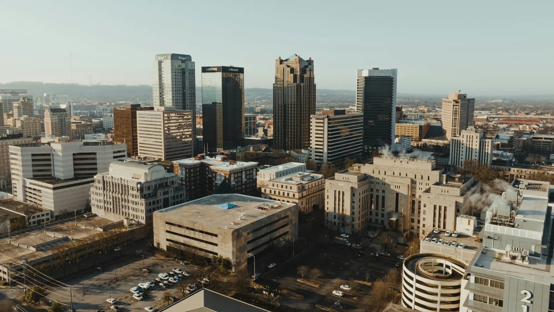 The downtown Birmingham skyline in morning light